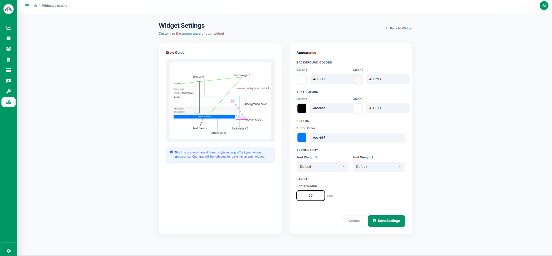 Widget Customization